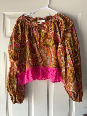Love the label Boho-chic cropped blouse, size L